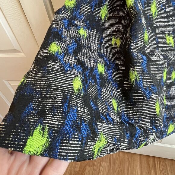 Heroines London Size 12 Dress Abstract Paint Pattern Lime Green Black NWOT $328 - Picture 5 of 9